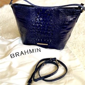 Navy Blue Leather Brahmin Bag